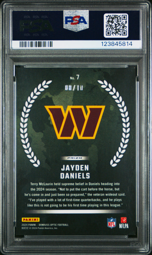 Jayden Daniels 2024 Donruss Optic #7 Rookie Recruits-Gold 8/10 PSA 9