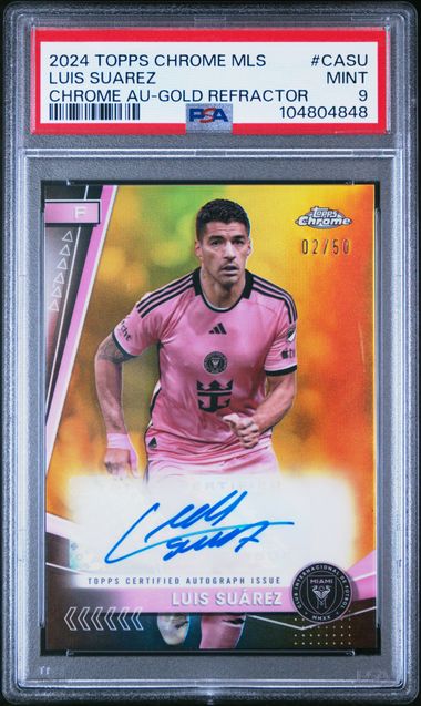 Luis Suarez 2024-25 Topps Chrome MLS #CASU Chrome Auto Gold Refractor 2/50 PSA 9