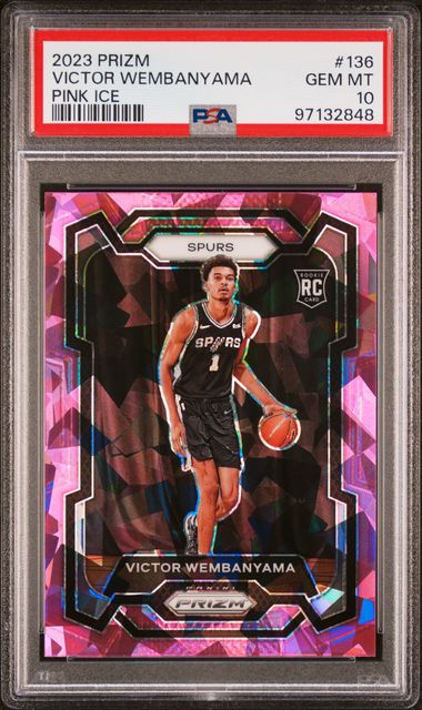 Victor Wembanyama 2023 Panini Prizm #136 Pink Ice Rookie PSA 10