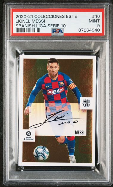 Lionel Messi 2020 Colecciones Este #16 Spanish Liga Serie 10 PSA 9
