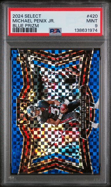 Michael Penix Jr 2024 Panini Select #420 Courtside Blue Prizm Rookie 73/75 PSA 9