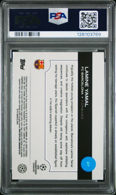 Lamine Yamal 2024 Topps Sapphire UCC #27 Yellow 46/75 PSA 9