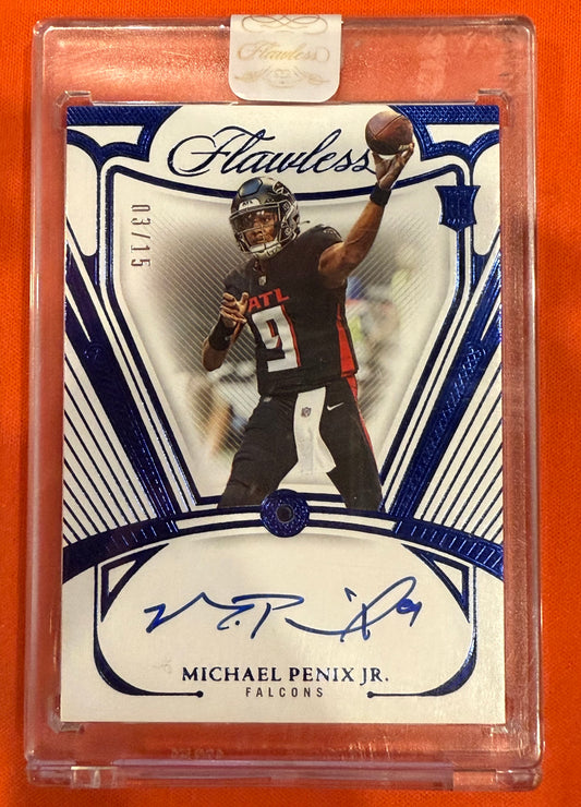 Michael Penix Jr. 2024 Flawless Football #RGS-MPJ Rookie Gems Sapphire 3/15