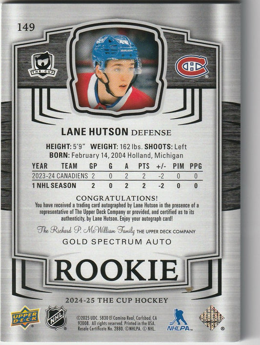 Lane Huston 2025 The Cup #149 Rookie Autographs Gold Spectrum Foil SSP 19/36