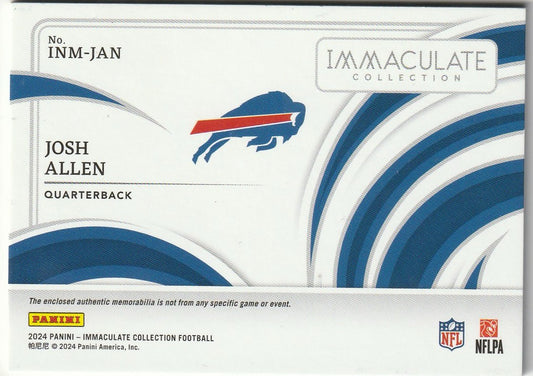 Josh Allen 2024 Immaculate Football #INM-JAN Numbers "17" Memorabilia 83/88