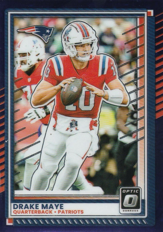 Drake Maye 2025 Donruss Optic Football #47 Purple Stars Prizm 6/15