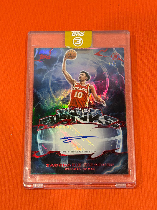 Zaccharie Risacher 2025 Topps 3 #TD-ZR Thunder Dunks Auto Red 1/5