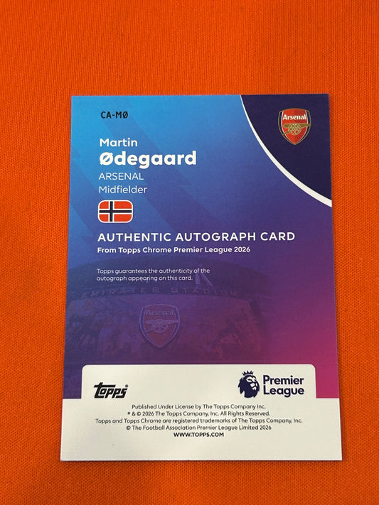 Martin Odegaard 2025 Topps Chrome Premier League #CA-MO Blue Refractor Auto 22/150