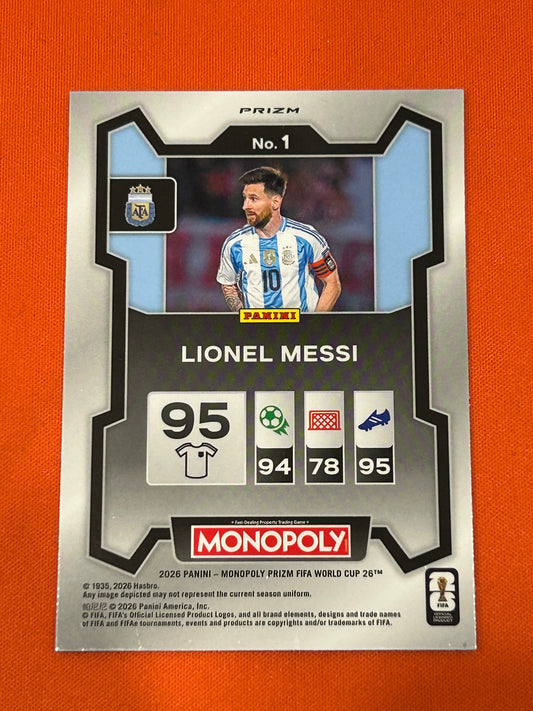 Lionel Messi 2025 Panini Prizm Monopoly #1 Blue Wave