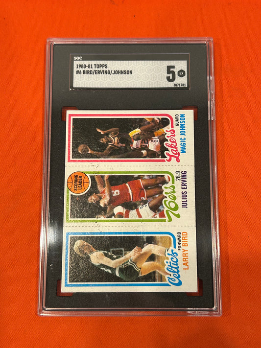 Larry Bird/Julius Erving/Magic Johnson 1980 Topps #6 Rookie SGC 5