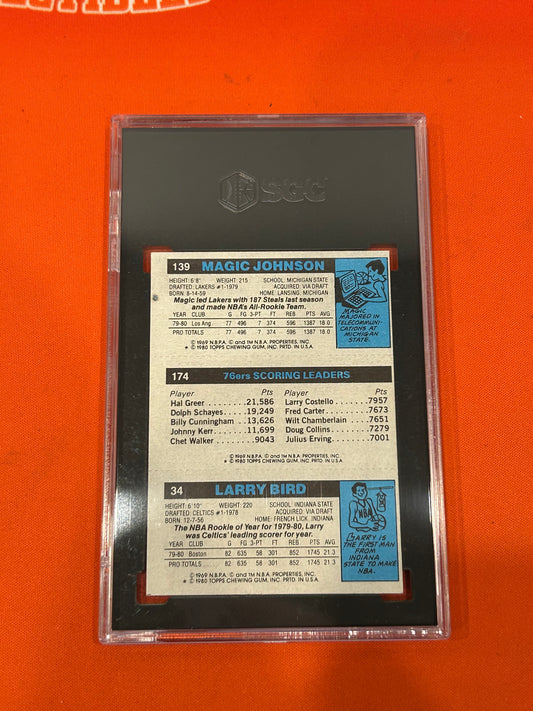 Larry Bird/Julius Erving/Magic Johnson 1980 Topps #6 Rookie SGC 5