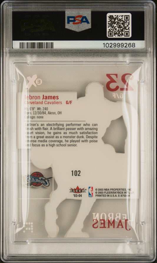 LeBron James 2003 Fleer E-X #102 Rookie PSA 8