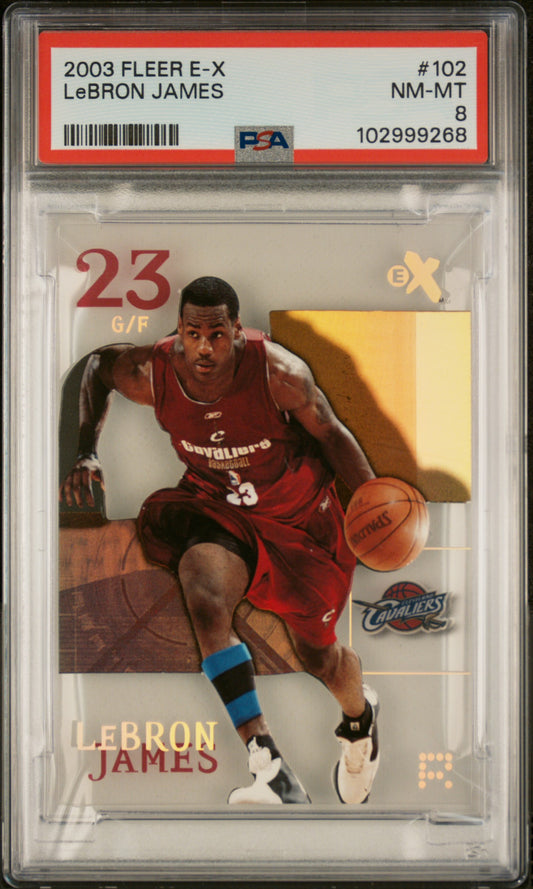LeBron James 2003 Fleer E-X #102 Rookie PSA 8