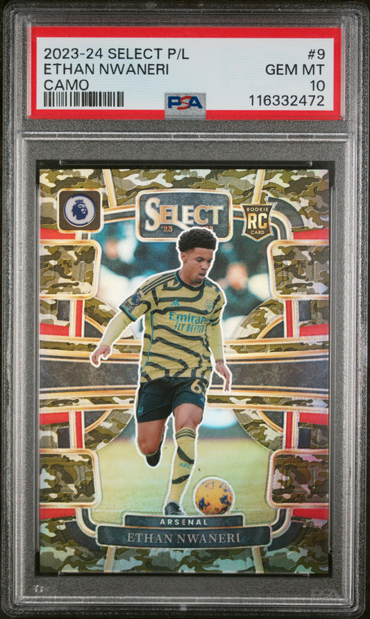 Ethan Nwaneri 2023-24 Select Premier League #9 Camo Rookie 103/175 PSA 10