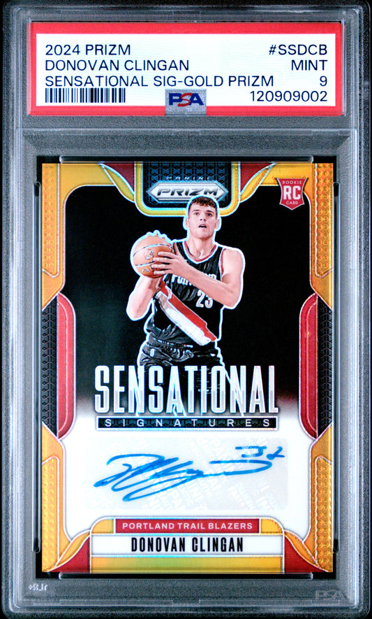 Donovan Clingan 2024 Prizm #SSDCB Sensational Signatures Gold Prizm 7/10 PSA 9