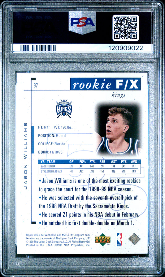 Jason Williams 1998 SP Authentic #97 Rookie F/X 991/3500 PSA 9
