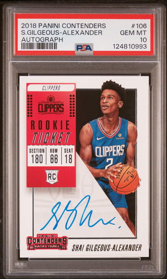 Shai Gilgeous-Alexander 2018 Panini Contenders #106 Rookie Autograph PSA 10