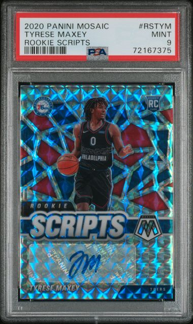 Tyrese Maxey 2020 Mosaic #RSTYM Rookie Scripts Auto PSA 9