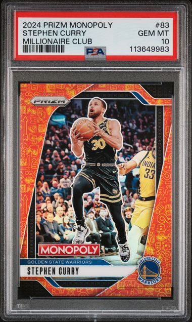 Stephen Curry 2024 Panini Prizm Monopoly #83 Millionaire Club PSA 10