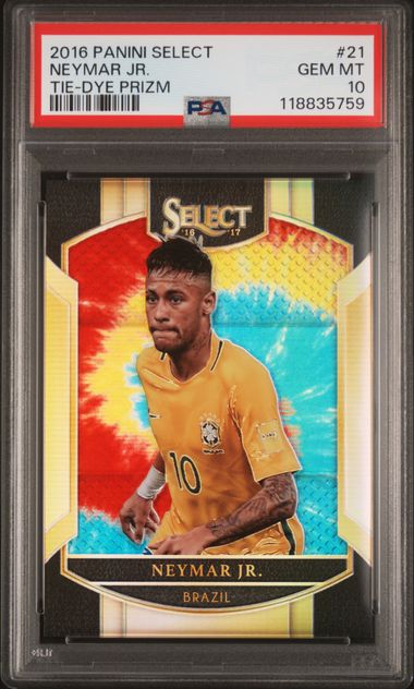 Neymar Jr 2016-17 Select #21 Tie-Dye Prizm 25/30 PSA 10