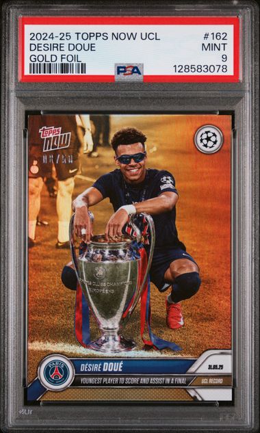 Desire Doue 2024 Topps Now UCL #162 Gold Foil 8/50 PSA 9