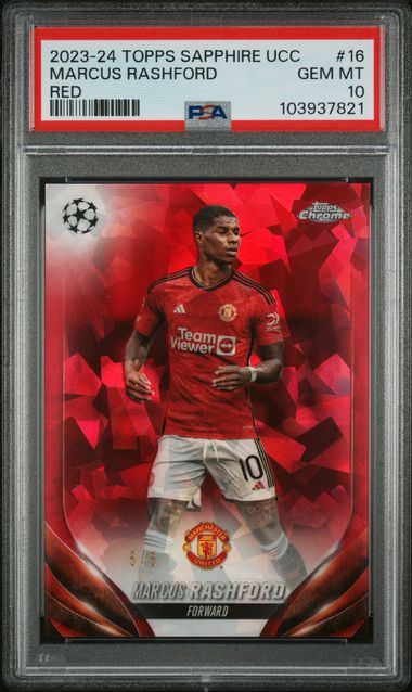 Marcus Rashford 2023-24 Topps Sapphire UCC #16 Red 5/5 PSA 10