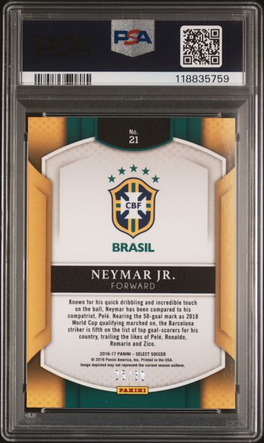 Neymar Jr 2016-17 Select #21 Tie-Dye Prizm 25/30 PSA 10