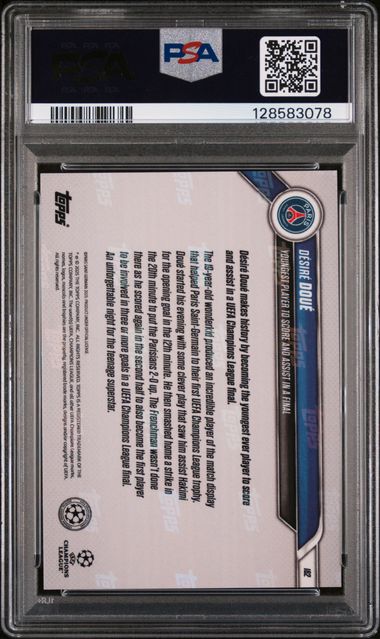 Desire Doue 2024 Topps Now UCL #162 Gold Foil 8/50 PSA 9