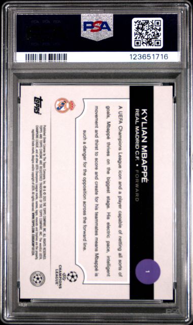 Kylian Mbappe 2024-25 Topps Sapphire UCC #1 Gold 14/50 PSA 10
