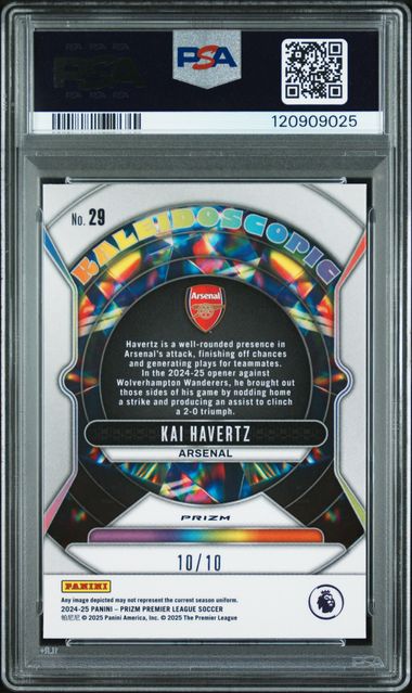 Kai Havertz 2024-2025 Prizm Premier League #29 Kaleidoscopic Gold Prizm 10/10 PSA 9