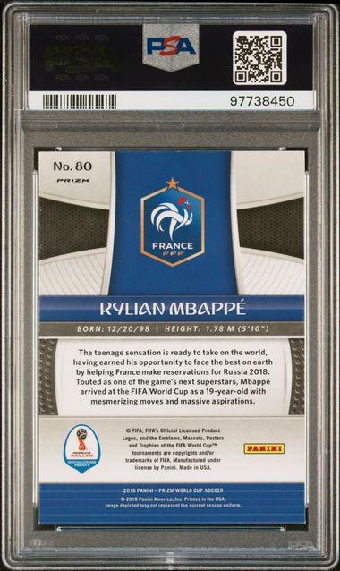 Kylian Mbappé 2018 Panini Prizm World Cup #80 Silver Prizm PSA 9