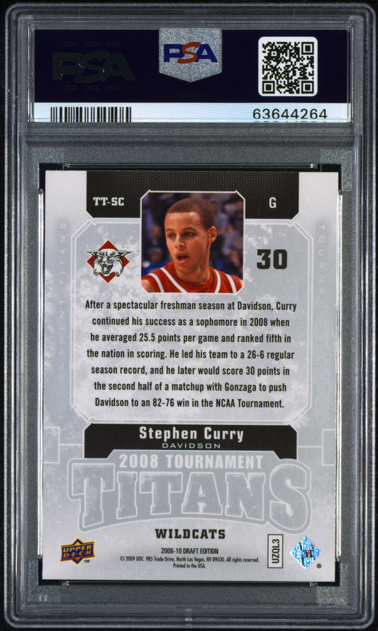 Stephen Curry 2009 Upper Deck Draft Edition #TT-SC Tournament Titans Rookie PSA 9