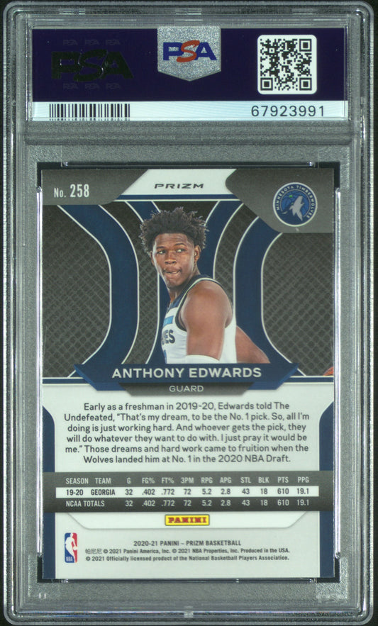 Anthony Edwards 2020 Prizm #258 Rookie Green Prizm PSA 10