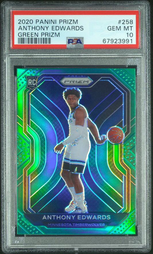 Anthony Edwards 2020 Prizm #258 Rookie Green Prizm PSA 10