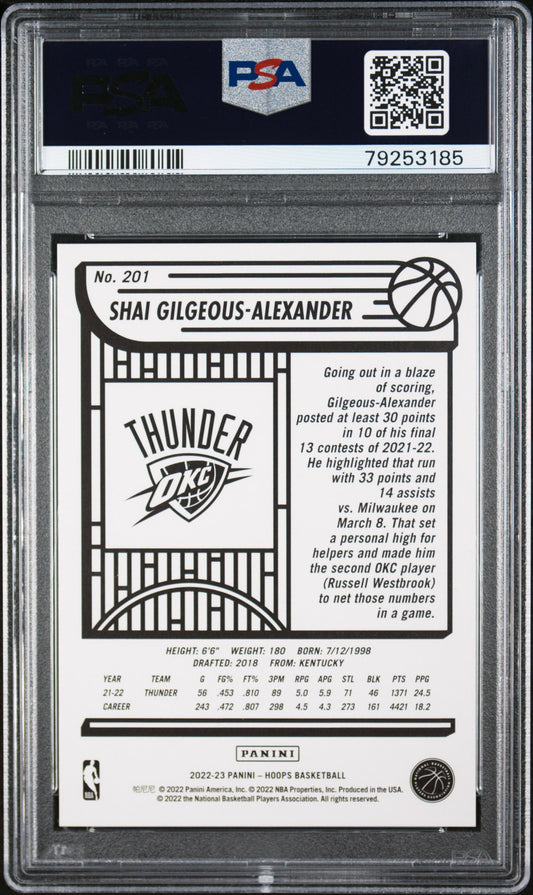 Shai Gilgeous-Alexander 2022 Panini NBA Hoops #201 Artist Proof Black 1/1 PSA 7