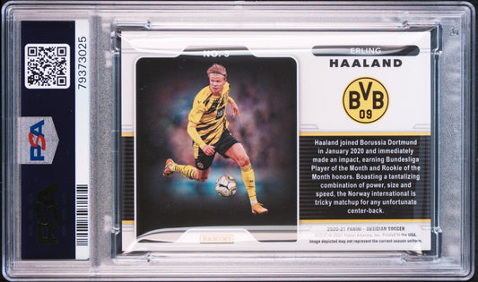 Erling Haaland 2020 Panini Obsidian #3 Black Colorblast PSA 10 SSP