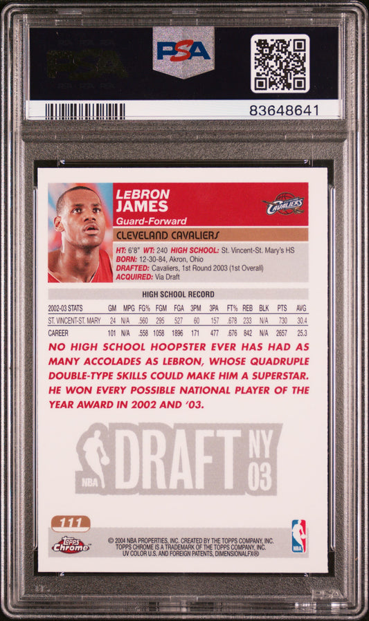 LeBron James 2003 Topps Chrome #111 Rookie PSA 7