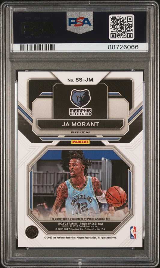 Ja Morant 2022 Prizm #SSJM Sensational Signatures-Gold Prizm 4/10 PSA 10/10