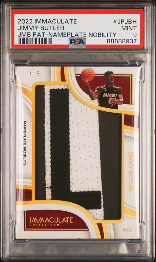 Jimmy Butler 2022 Immaculate #JPJBH JMB-Nameplate Nobility 4/6 PSA 9