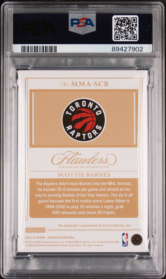 Scottie Barnes 2022 Flawless #MMASCB UPD-'21 Momentous Auto-Platinum 1/1 PSA 9
