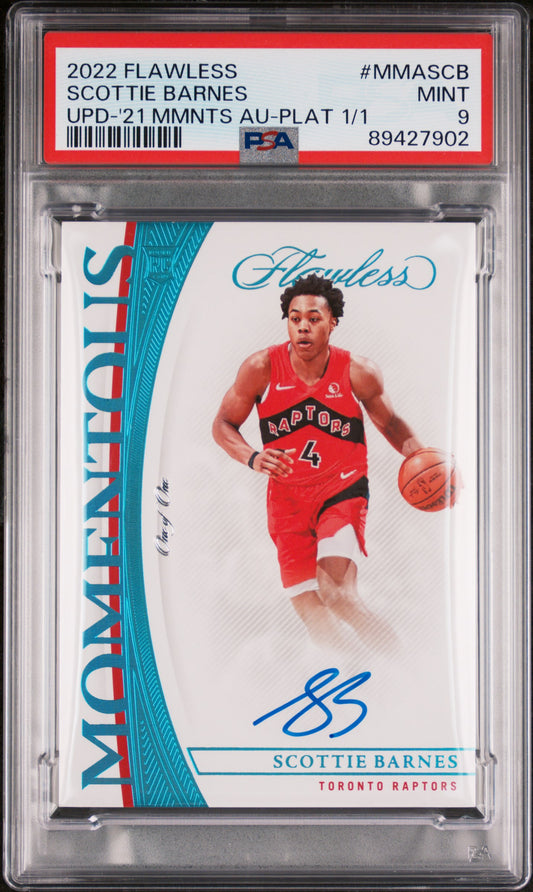 Scottie Barnes 2022 Flawless #MMASCB UPD-'21 Momentous Auto-Platinum 1/1 PSA 9