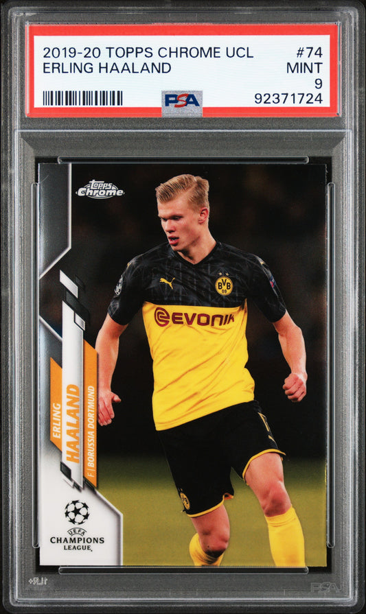 Erling Haaland 2019-20 Topps Chrome UCL #74 Rookie PSA 9
