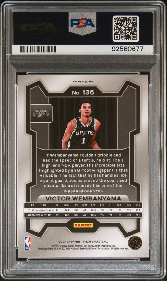 Victor Wembanyama 2023 Prizm #136 Silver PSA 10