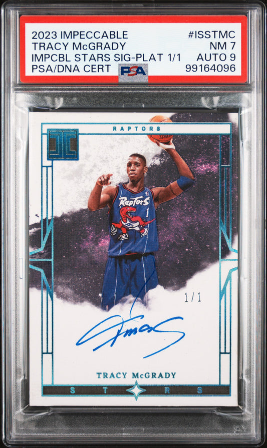 Tracy Mcgrady 2023 Impeccable #ISSTMC Impeccable Stars Signature-Platinum 1/1 PSA 7/9