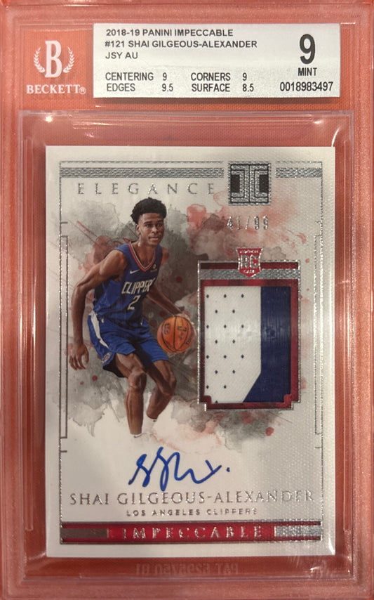 Shai Gilgeous-Alexander 2018 Panini Immaculate #121 Rookie Jersey Auto 41/99 BGS 9/10