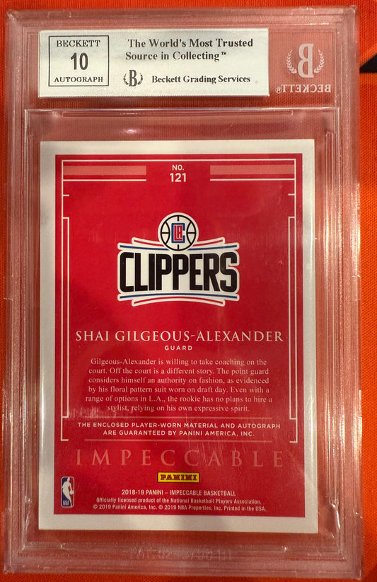 Shai Gilgeous-Alexander 2018 Panini Immaculate #121 Rookie Jersey Auto 41/99 BGS 9/10