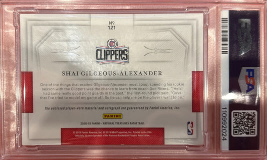 Shai Gilgeous-Alexander 2018 National Treasures #121 Horizontal Rookie Patch Auto 7/49 PSA Authentic Auto 10