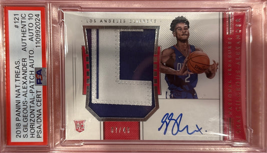 Shai Gilgeous-Alexander 2018 National Treasures #121 Horizontal Rookie Patch Auto 7/49 PSA Authentic Auto 10