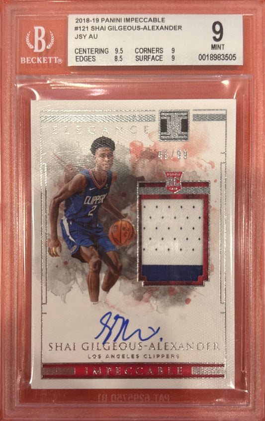 Shai Gilgeous-Alexander 2018 Panini Immaculate #121 Rookie Jersey Auto 46/99 BGS 9/10