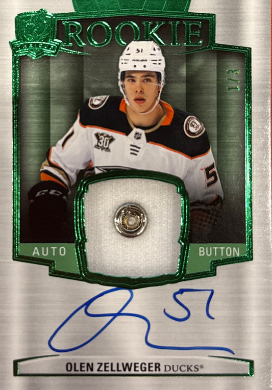 Olen Zellweger 2025 The Cup #142 Rookie Button Auto 13